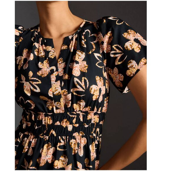 NWT Anthropologie Somerset Mini Dress plus size 3X black neutral floral print - Picture 3 of 10